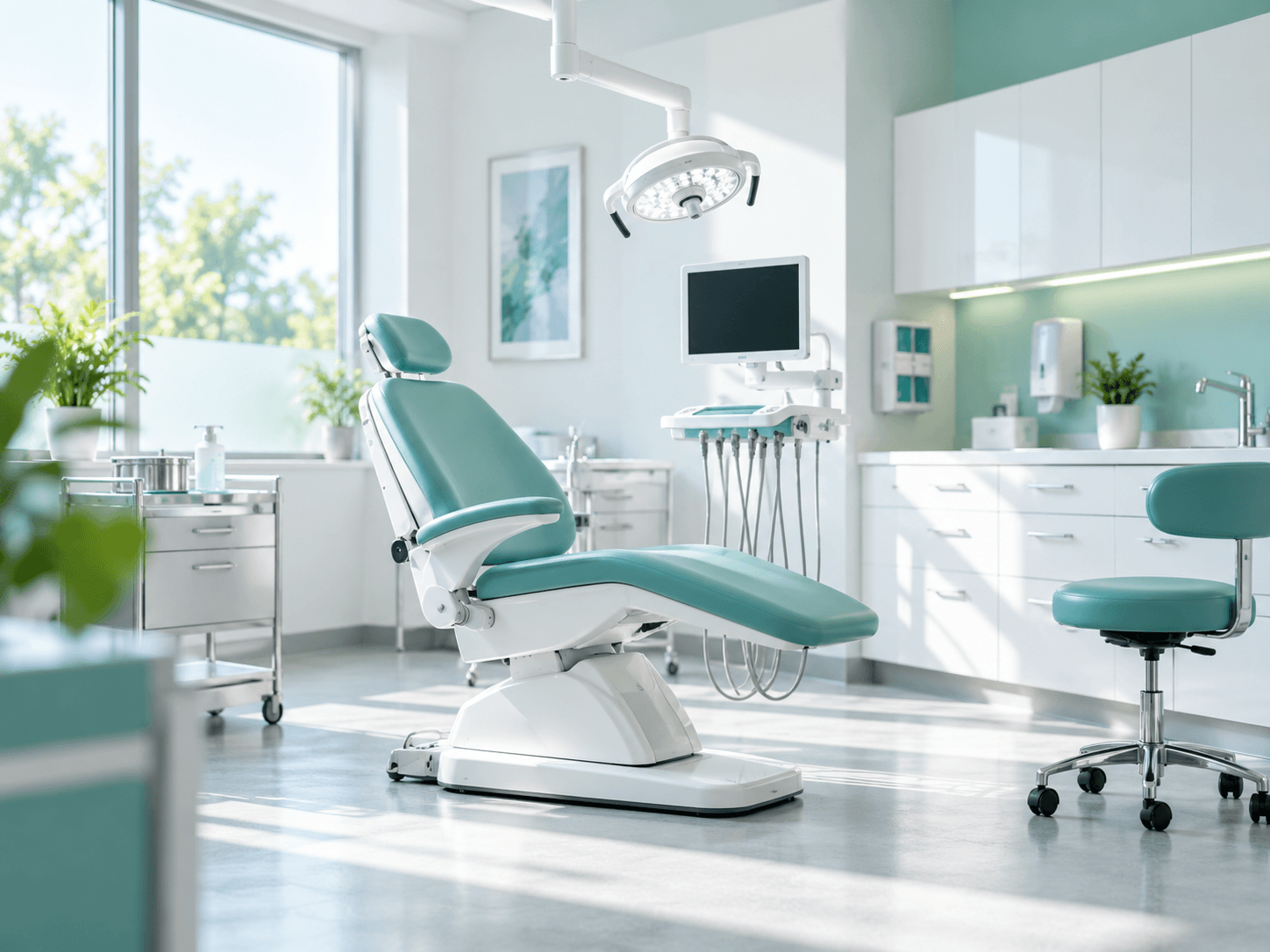 Clinical examination room with a treatment chair